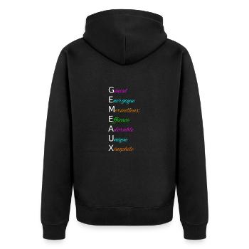 Gémeaux Génial Energique Merveilleux Efficace - Veste à capuche bio Premium Unisexe - noir - Dos - Nico (187cm)