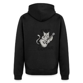 Gitarrist - Unisex Premium Bio Zip Hoodie - Schwarz - Hinten - Nico (187cm)