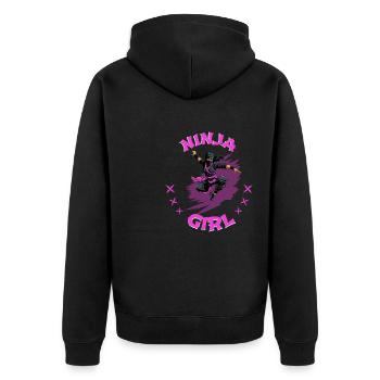 Charming Ninja Fighter I Ninja Girl I Ninja - Unisex Premium Bio Zip Hoodie - Schwarz - Hinten - Nico (187cm)