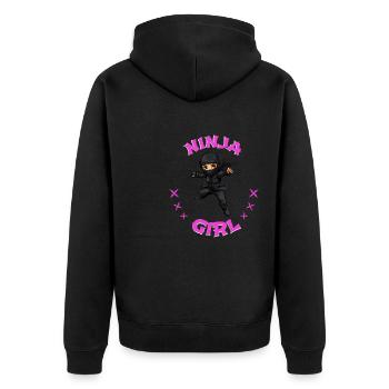 Charming Ninja Fighter I Ninja Girl I Ninja - Unisex Premium Bio Zip Hoodie - Schwarz - Hinten - Nico (187cm)