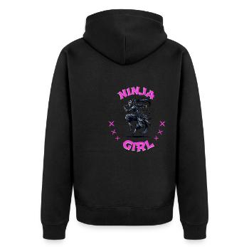 Charming Ninja Fighter I Ninja Girl I Ninja - Unisex Premium Bio Zip Hoodie - Schwarz - Hinten - Nico (187cm)