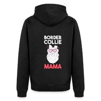 Hund Border Collie Mama - Unisex Premium Bio Zip Hoodie - Schwarz - Hinten - Nico (187cm)