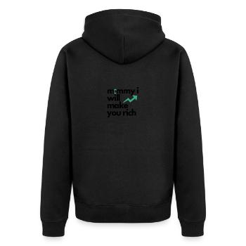 mommy i will make you rich - Unisex Premium Bio Zip Hoodie - Schwarz - Hinten - Nico (187cm)