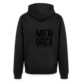 Menorca, Balearen, Spanien, Mittelmeer - Unisex Premium Bio Zip Hoodie - Schwarz - Hinten - Nico (187cm)