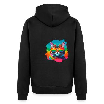 Chat, Lunettes De Soleil, LGTB, Arc-en-ciel, Coloré - Veste à capuche bio Premium Unisexe - noir - Dos - Nico (187cm)