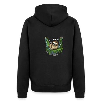 In der Ruhe liegt die Kraft! Faultier Geschenkidee - Unisex Premium Bio Zip Hoodie - Schwarz - Hinten - Nico (187cm)