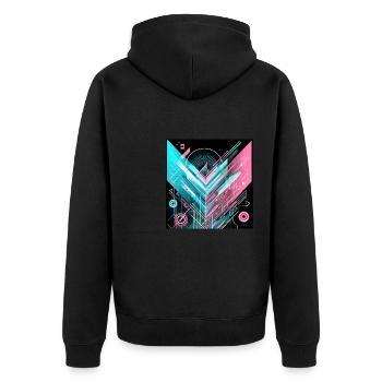 Futuristisches Geometrisches T-Shirt - Unisex Premium Bio Zip Hoodie - Schwarz - Hinten - Nico (187cm)