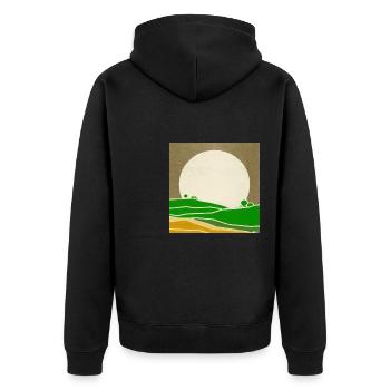 Retro Sunset - Unisex Premium Bio Zip Hoodie - Schwarz - Hinten - Nico (187cm)
