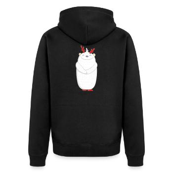 Yeti Schneemensch - Unisex Premium Bio Zip Hoodie - Schwarz - Hinten - Nico (187cm)
