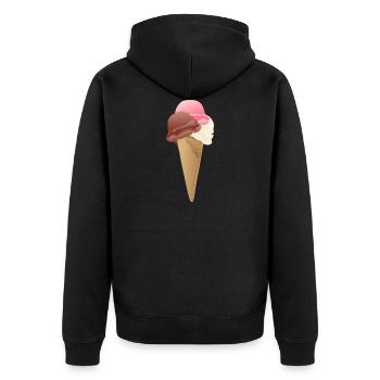 Eistüte - Unisex Premium Bio Zip Hoodie - Schwarz - Hinten - Nico (187cm)