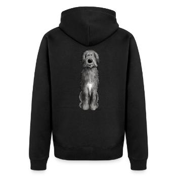 Süßer Irischer Wolfshund - Unisex Premium Bio Zip Hoodie - Schwarz - Hinten - Nico (187cm)