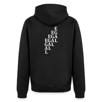 egal egal egal egal egal - Unisex Premium Bio Zip Hoodie - Schwarz - Hinten - Nico (187cm)