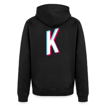 K - Buchstabe K - Unisex Premium Bio Zip Hoodie - Schwarz - Hinten - Nico (187cm)