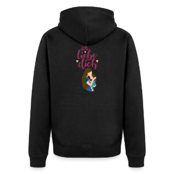 Ich liebe dich Mama - Unisex Premium Bio Zip Hoodie - Schwarz - Hinten - Nico (187cm)