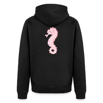Seepferdchen - Unisex Premium Bio Zip Hoodie - Schwarz - Hinten - Nico (187cm)