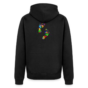 empreintes de pieds colorés - Veste à capuche bio Premium Unisexe - noir - Dos - Nico (187cm)
