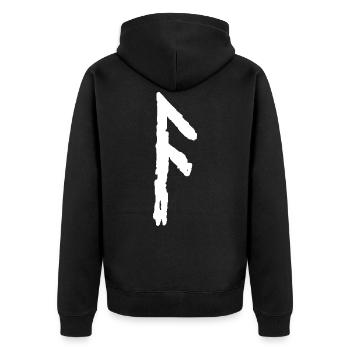 Elder Futhark Rune Ansuz - Letter A - Unisex Premium Organic Zip Hoodie - black - Back - Nico (187cm)