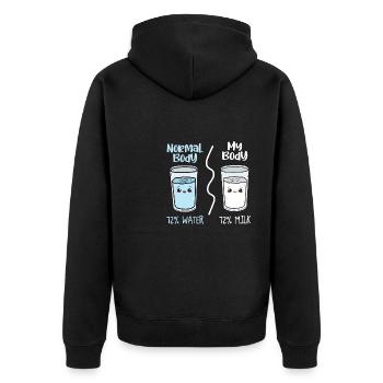 Milk normal body / My Body geschenkidee - Unisex Premium Bio Zip Hoodie - Schwarz - Hinten - Nico (187cm)