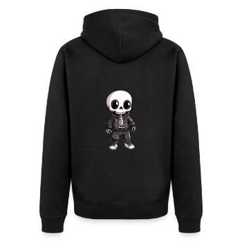 Skelett Halloween Cartoon - Unisex Premium Bio Zip Hoodie - Schwarz - Hinten - Nico (187cm)