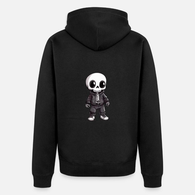 Squelette Halloween dessin animé - Veste à capuche bio Premium Unisexe - noir
