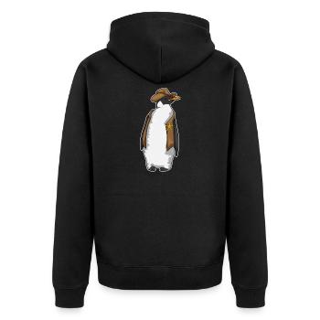 Pinguin Sheriff Sheriffhut - Unisex Premium Bio Zip Hoodie - Schwarz - Hinten - Nico (187cm)