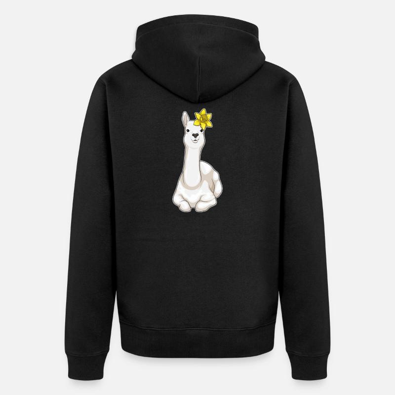 Lama Fleurs de Jonquille - Veste à capuche bio Premium Unisexe - noir