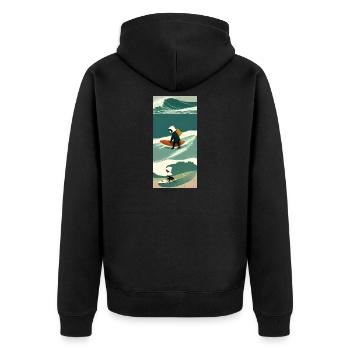 Surfeur Solitaire en Tempête - Veste à capuche bio Premium Unisexe - noir - Dos - Nico (187cm)