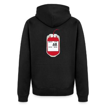 AB Negativer Blutbeutel - Unisex Premium Bio Zip Hoodie - Schwarz - Hinten - Nico (187cm)