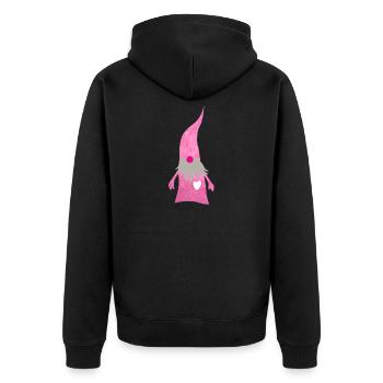 Wichtel Flausch Weihnachten Zwerg Herz Bart Mütze - Unisex Premium Bio Zip Hoodie - Schwarz - Hinten - Nico (187cm)