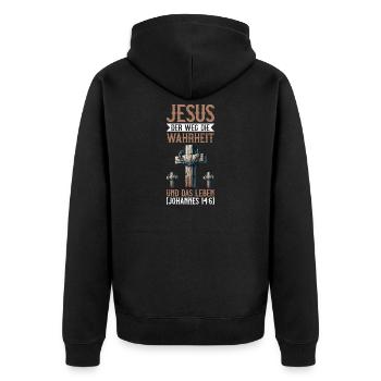 Jésus, la voie, la vérité et la vie - Veste à capuche bio Premium Unisexe - noir - Dos - Nico (187cm)