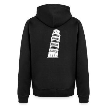 Silhouette de la Tour de Pise Monochrome - Veste à capuche bio Premium Unisexe - noir - Dos - Nico (187cm)