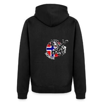 NORGE Elch Norwegen Tier Wildnis Wilsigns - Unisex Premium Bio Zip Hoodie - Schwarz - Hinten - Nico (187cm)