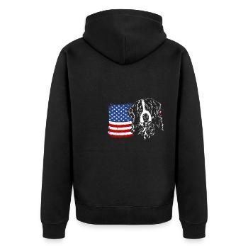 CHIEN DE MONTAGNE BERNOIS Amérique Flag Dogs Wilsigns - Veste à capuche bio Premium Unisexe - noir - Dos - Nico (187cm)