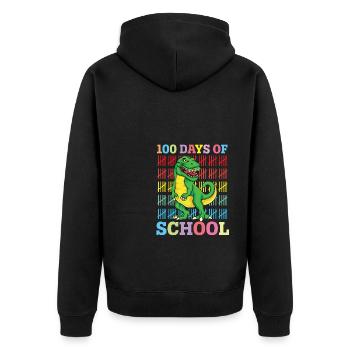 100 jours d’école dinosaure Saur T Rex - Veste à capuche bio Premium Unisexe - noir - Dos - Nico (187cm)