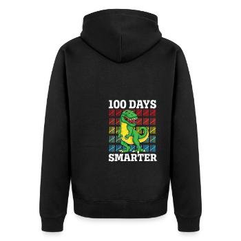 100 Days Smarter 100 th day of school Dinosaur - Unisex Premium Organic Zip Hoodie - black - Back - Nico (187cm)