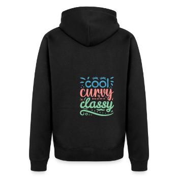 Cool Curvy Classy Body Positivity Women - Unisex Premium Bio Zip Hoodie - Schwarz - Hinten - Nico (187cm)