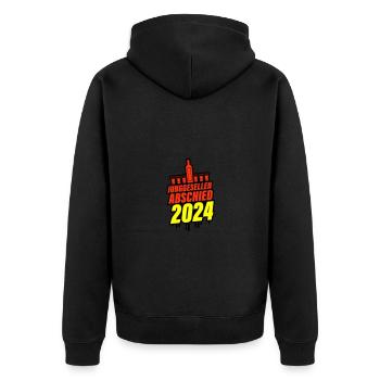Junggesellen Abschied 2024 - Unisex Premium Bio Zip Hoodie - Schwarz - Hinten - Nico (187cm)
