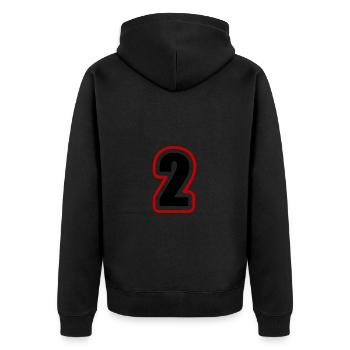 2 Zahl College - Unisex Premium Bio Zip Hoodie - Schwarz - Hinten - Nico (187cm)