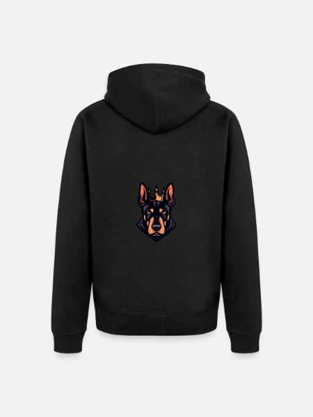 Doberman Dog Head Crown - Unisex Premium Organic Zip Hoodie - black