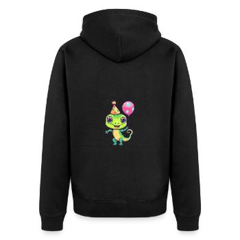 Echse Geburtstag Comic - Unisex Premium Bio Zip Hoodie - Schwarz - Hinten - Nico (187cm)