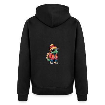 Dinosaure stégosaure hiver - Veste à capuche bio Premium Unisexe - noir - Dos - Nico (187cm)