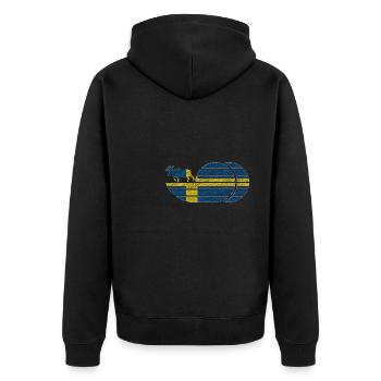 Schweden Elch Flagge Retro Vintage Geschenkidee - Unisex Premium Bio Zip Hoodie - Schwarz - Hinten - Nico (187cm)