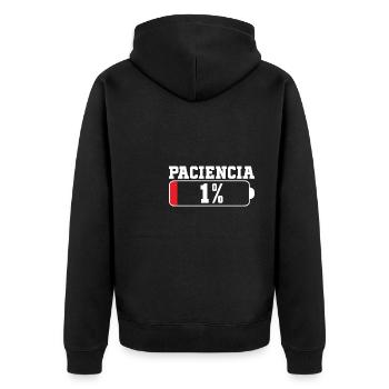 Paciencia" Spanish Quote - Low Battery Icon 1% - Unisex Premium Organic Zip Hoodie - black - Back - Nico (187cm)