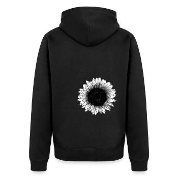 Sonnenblume - Unisex Premium Bio Zip Hoodie - Schwarz - Hinten - Nico (187cm)