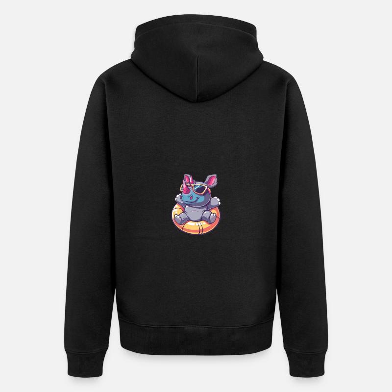 Nashorn Comic Cool - Unisex Premium Bio Zip Hoodie - Schwarz