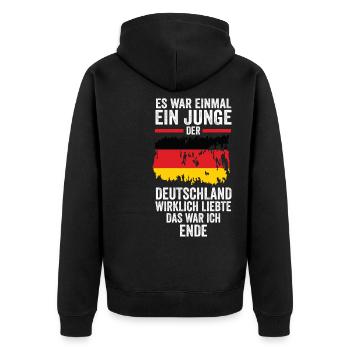 Deutschland Deutscher Deutsches - Unisex Premium Bio Zip Hoodie - Schwarz - Hinten - Nico (187cm)