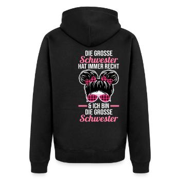 Geschwister Familie Schwestern Schwester - Unisex Premium Bio Zip Hoodie - Schwarz - Hinten - Nico (187cm)