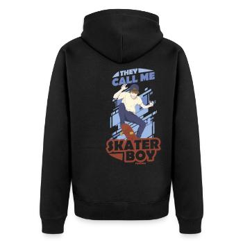 Skater Junge Bruder Sohn Geschenk - Unisex Premium Bio Zip Hoodie - Schwarz - Hinten - Nico (187cm)