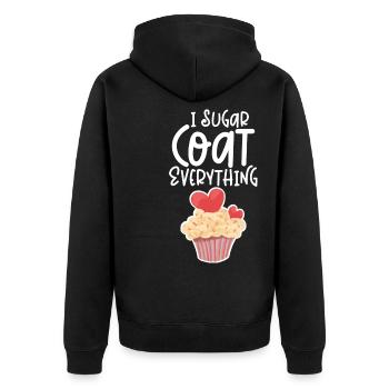I Sugar Coat Everything - Unisex Premium Organic Zip Hoodie - black - Back - Nico (187cm)