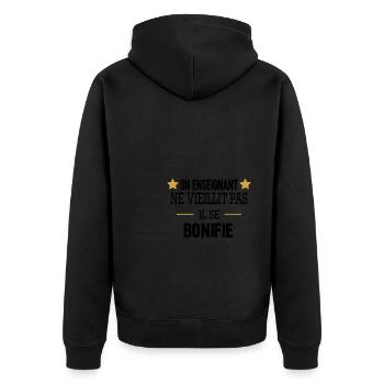 Cadeau anniversaire enseignant - Veste à capuche bio Premium Unisexe - noir - Dos - Nico (187cm)